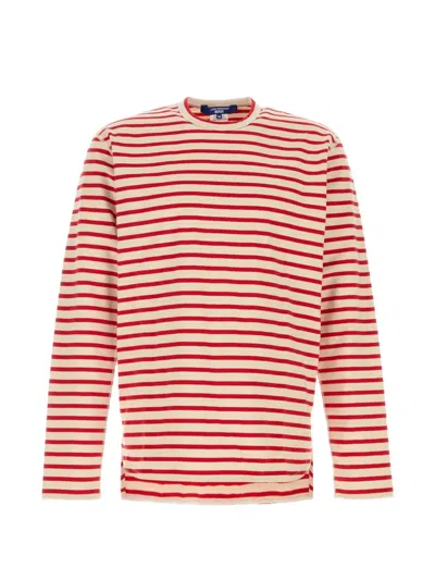 Junya Watanabe Embroidered Cotton Knit Crew Neck Sweater In Multi