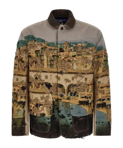 JUNYA WATANABE JACQUARD FRAYED JACKET