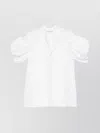 Junya Watanabe White Cotton Top With Pleated Balloon Sleeves