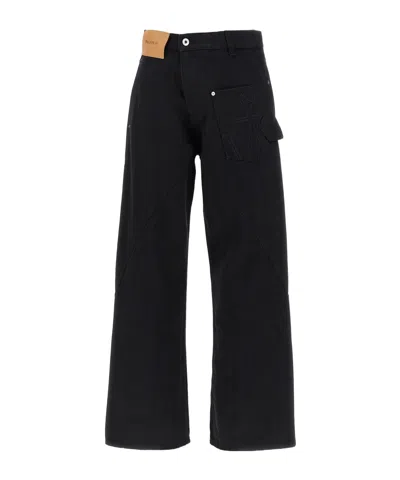 Junya Watanabe Low-rise Wide-leg Denim Trousers In Black
