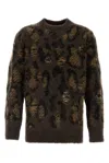 Junya Watanabe Embroidered Wool-blend Animal Print Sweater In Gray