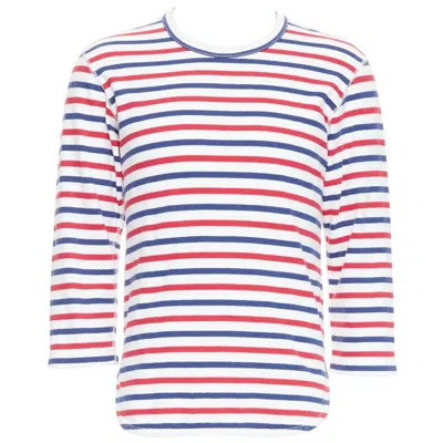 Pre-owned Junya Watanabe Man 2011 Red Blue Striped Curved Hem Shirt S
