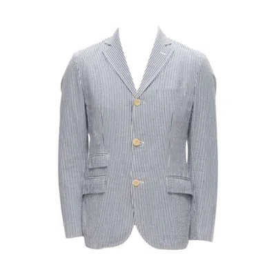 Pre-owned Junya Watanabe Man 2013 Blue White Striped Seersucker Cotton Blazer Jacket S