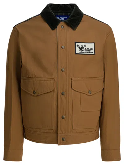 Junya Watanabe Man Beige Cotton Patchwork Jacket In Brown