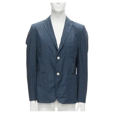 Pre-owned Junya Watanabe Man Blue Green Checked Contrast Lining Casual Blazer Jacket M