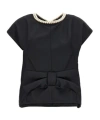 Junya Watanabe Draped Back Top With Bow And Pearls In Black