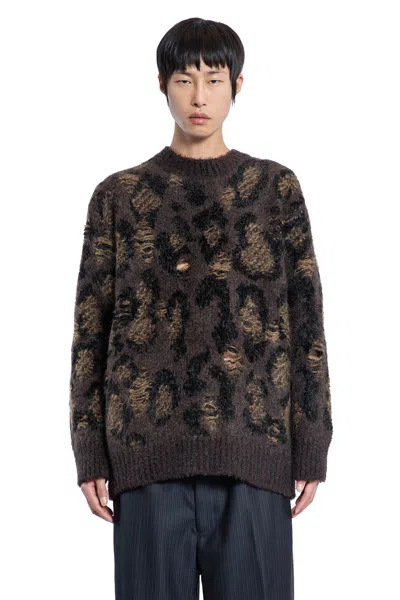 Junya Watanabe Man Brown Knitwear In Multi