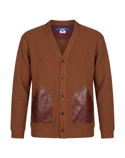 Junya Watanabe Man Cardigan Brown Size M Cotton, Goat Skin In Multi