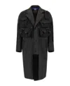 Junya Watanabe Patchwork Coat Featuring Multiple Pockets In Black