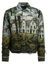 Junya Watanabe Collared Jacquard Jacket Graphic Print Pockets In Green
