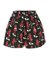 Junya Watanabe Man Graphic-printed Elasticated Waistband Shorts In Black