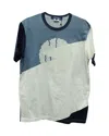 Junya Watanabe Man Graphic Printed Shirt In Blue Cotton In Blue