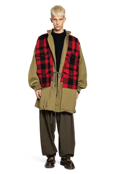 JUNYA WATANABE CHECK WOOL AND COTTON CANVAS COAT