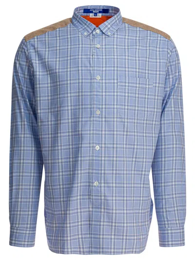Junya Watanabe Man Light Blue Cotton Shirt In Multi