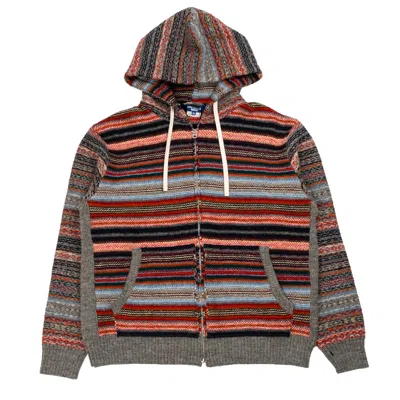 Junya-watanabe-man Men's Shetland Wool Jacquard Hoodie In Multicolour In Multicolor
