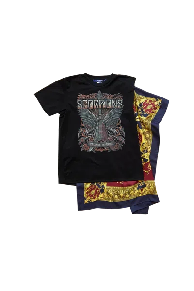 JUNYA WATANABE JUNYA WATANABE MAN SCORPIONS PRINTED SCARF TEE BLACK