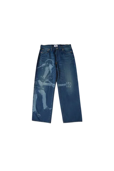 JUNYA WATANABE JUNYA WATANABE MAN STRAIGHT-LEG AC/DC PRINT JEANS BLUE