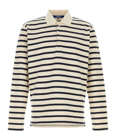 Junya Watanabe Man Striped Long Sleeve Polo Shirt In Multi