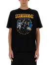Junya Watanabe Cotton Scorpions Crew Neck T-shirt With Print In Black