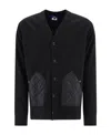 Junya Watanabe Men's Regular Fit V-neck Cardigan With Quilted Inserts In Black