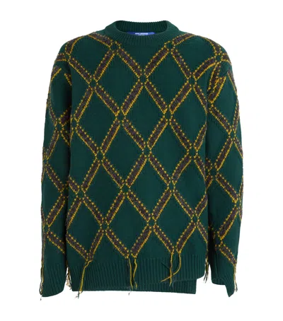Junya Watanabe Man Wool Intarsia Sweater In Green