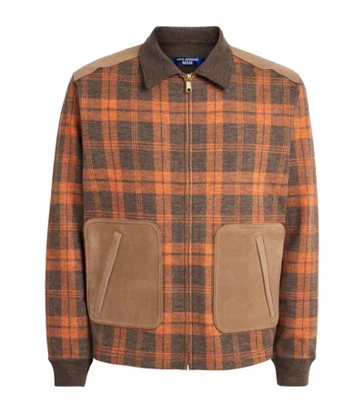 Junya Watanabe Man Wool Suede-trim Jacket In Blue