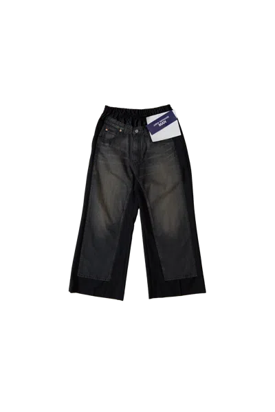 Junya Watanabe Man Wool Trousers With Denim Panel Black