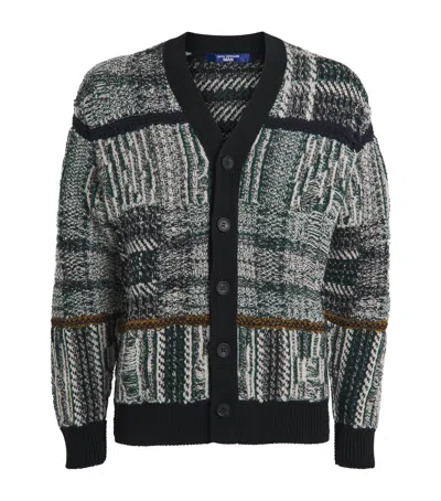 Junya Watanabe Man Wool-cotton Textured-knit Cardigan In Gray