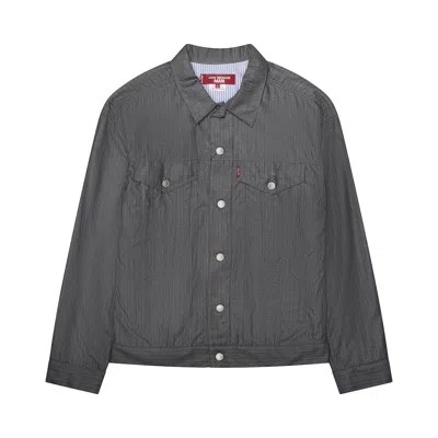 Pre-owned Junya Watanabe Man X Levi's Striped Trucker Jacket 'grey' | Men's Size Xl In Gray