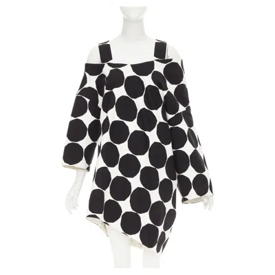 Pre-owned Junya Watanabe Marimekko 2018 Runway Black White Polka Dot Asymmetric Dress Xs