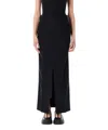 Junya Watanabe Long Skirt With Back Slit And Pleated Detail In Black