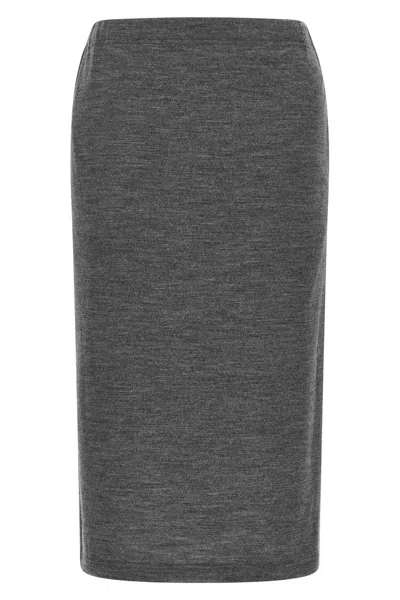 Junya Watanabe Mélange Wool Skirt In Gray