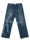 Junya Watanabe Graphic Print Trousers With Adjustable Strap And Five Pockets In Blue