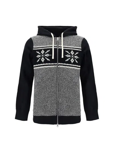 Junya Watanabe Men Cotton And Wool Hoodie In Black