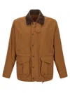 Junya Watanabe Cotton Canvas Jacket With Wool Back Insert And Corduroy Collar In Brown