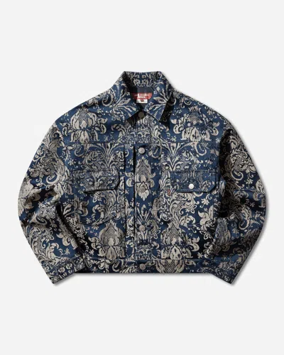 Junya Watanabe Men S Levi's Jacquard Jacket Navy / Beige In Blue