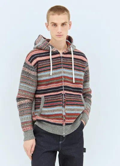 Junya Watanabe Men Striped Hooded Cardigan In Multi