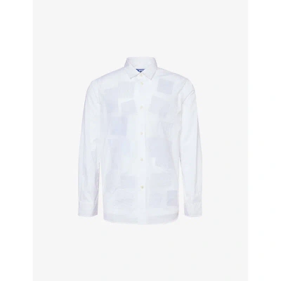 Junya Watanabe Men's Whit Sx Wh Patchwork-appliqué Relaxed-fit Cotton-poplin Shirt