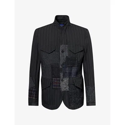 Junya Watanabe Mens Patchwork Zip Woven Blazer Gry/wht X Mix