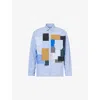 Junya Watanabe Mens Patchwork Check-print Cotton-poplin Shirt Sax/wht X Mix In Sax/wht X Mix