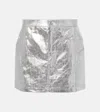 Junya Watanabe Metallic-effect Cotton Miniskirt In Silver