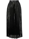 Junya Watanabe Metallic-threading Pleated Skirt In Black