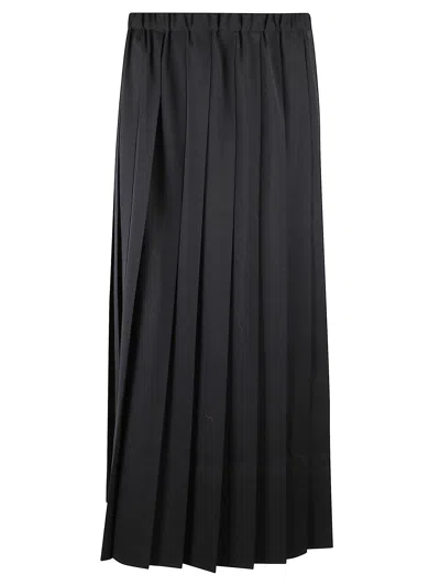 Junya Watanabe Midi Pleated Skirt With Elasticated Waist For Women In Black