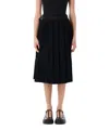 Junya Watanabe Pleated Midi Skirt With Integrated Belt And Side Buckle In Black