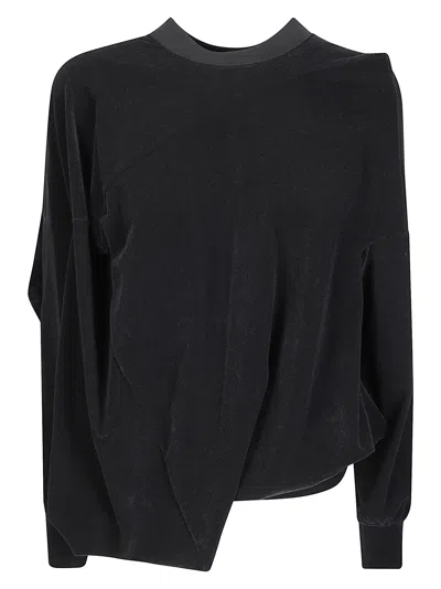 Junya Watanabe Mock Neck Draped T-shirt In Black