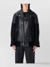Junya Watanabe Modern Biker Jacket With Wool And Leather In Black