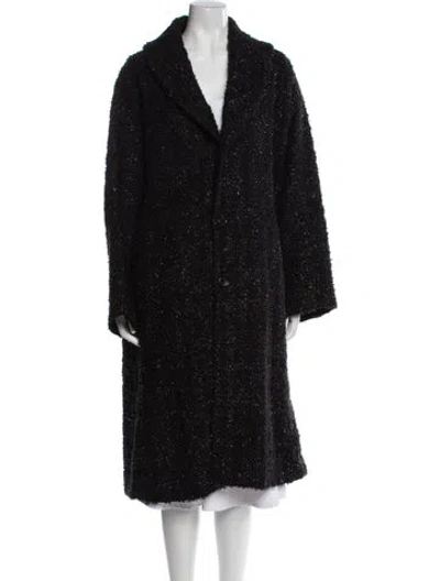 Pre-owned Junya Watanabe Mohair Tweed Pattern Faux Fur Coat In Black