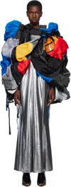 Junya Watanabe Multicolor Satin Foiled Midi Dress & Multi Fabrics Vest Set