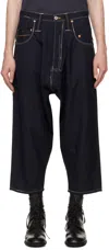 Junya Watanabe Navy Levi's Edition Pinstripe Wool Trousers In Navy/grey