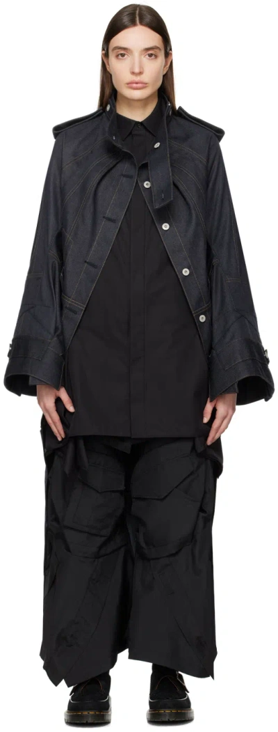 Junya Watanabe Navy Paneled Denim Jacket In 1 Navy/white